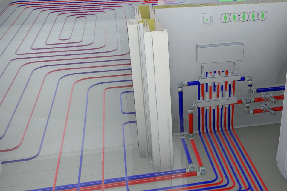 Vloerverwarmingssystemen uitwerken in BIM 2